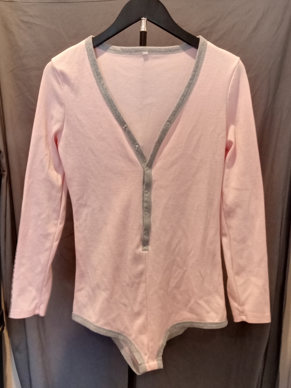 Light Pink Bodysuit with Gray Trim Women's Size L